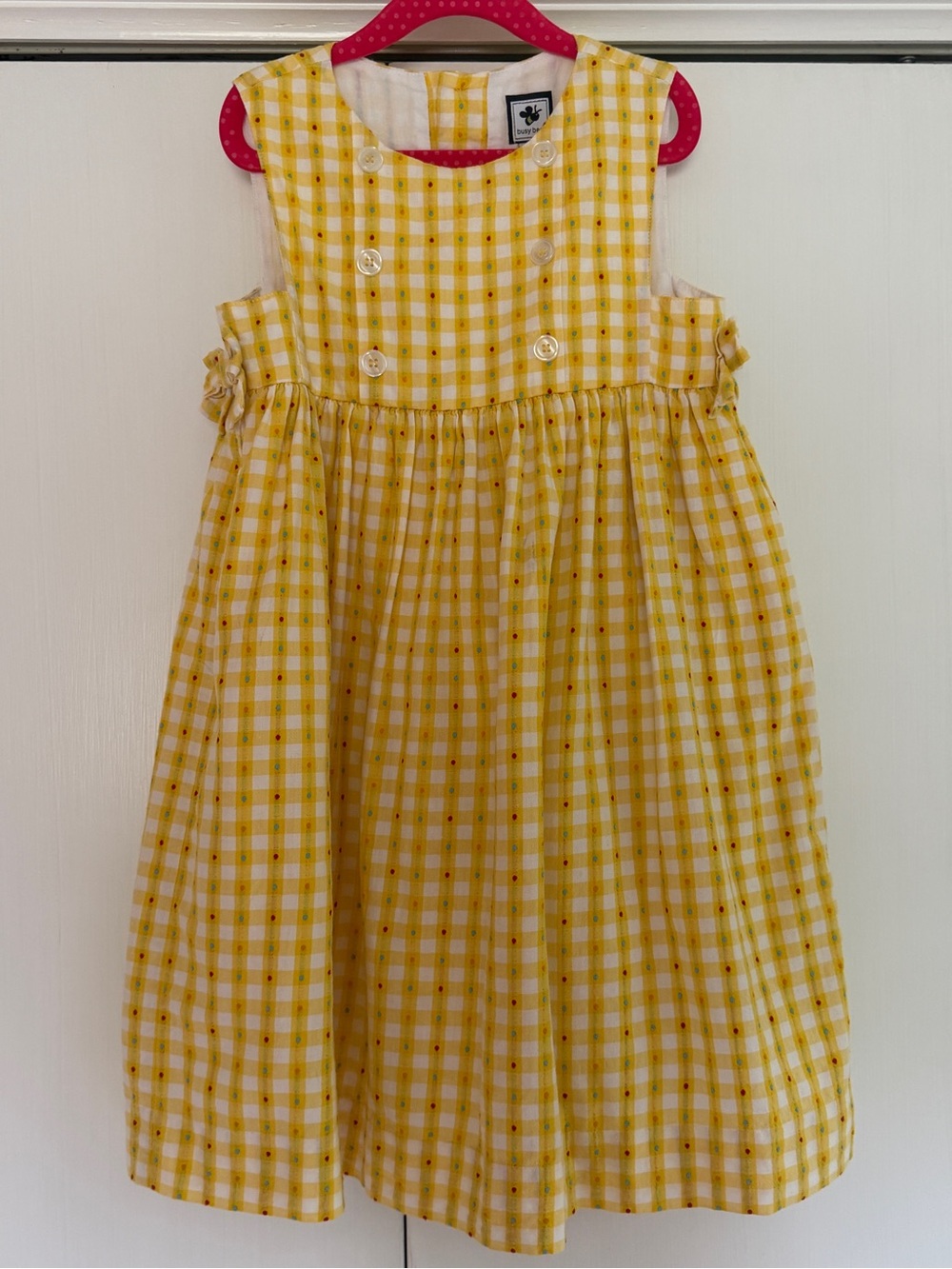 Busy Bees Girls Yellow Gingham Sleeveless Dress, Size 7